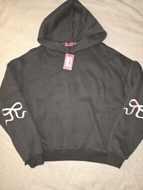 NWT Women's Edikted bow charcoal gray hoodie Medium